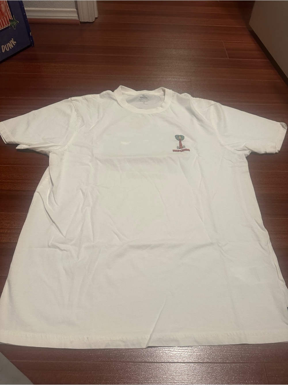 Rip Curl White Short-Sleeve Tee with Small Palm Graphic